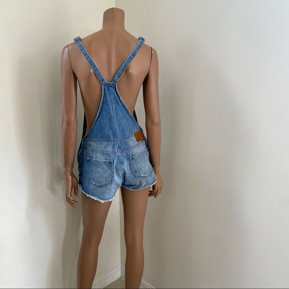 ZARA denim distressed short overall S - Picture 8 of 11